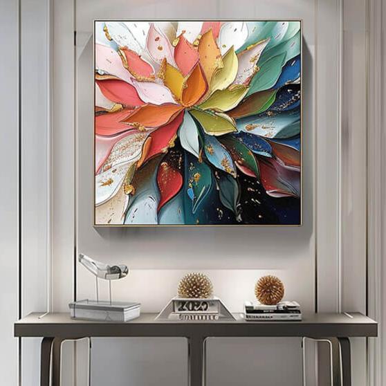 Floral Textured Abstract Art Painting - Blooming Flowers - Hues Art Lab