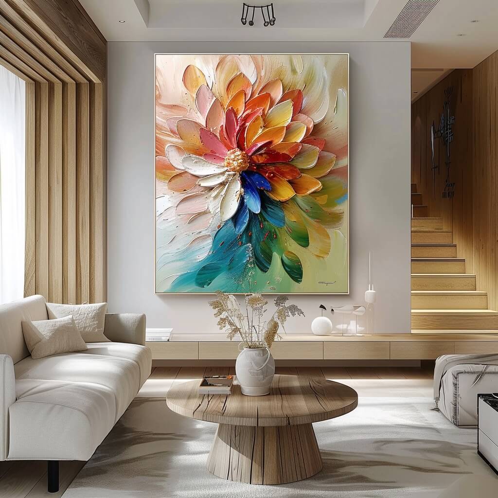 Floral Textured Abstract Art Painting - Blooming Flowers I - Hues Art Lab