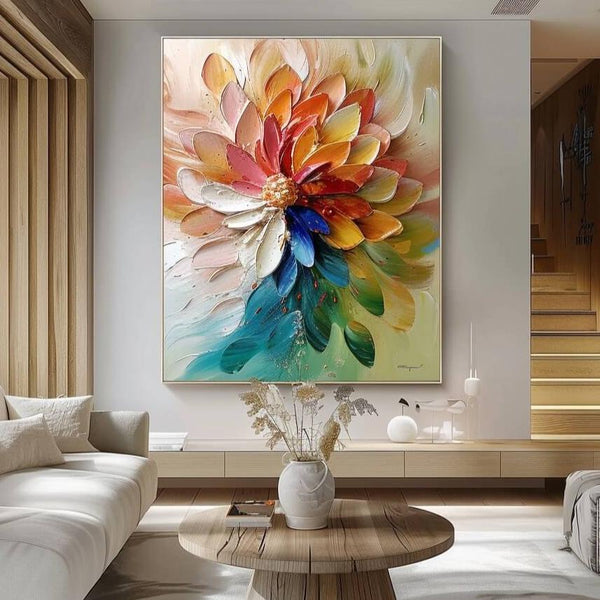 Floral Textured Abstract Art Painting - Blooming Flowers I - Hues Art Lab