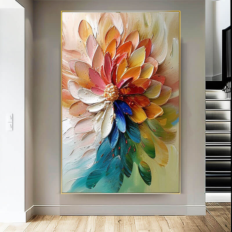 Floral Textured Abstract Art Painting - Blooming Flowers I - Hues Art Lab