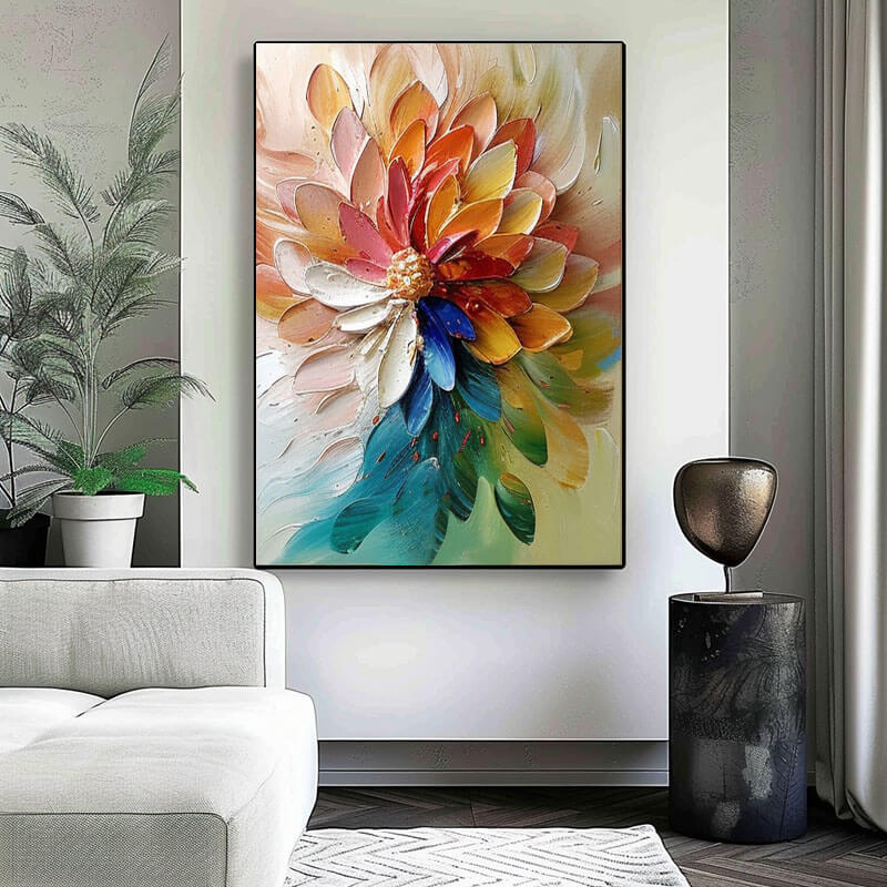 Floral Textured Abstract Art Painting - Blooming Flowers I - Hues Art Lab