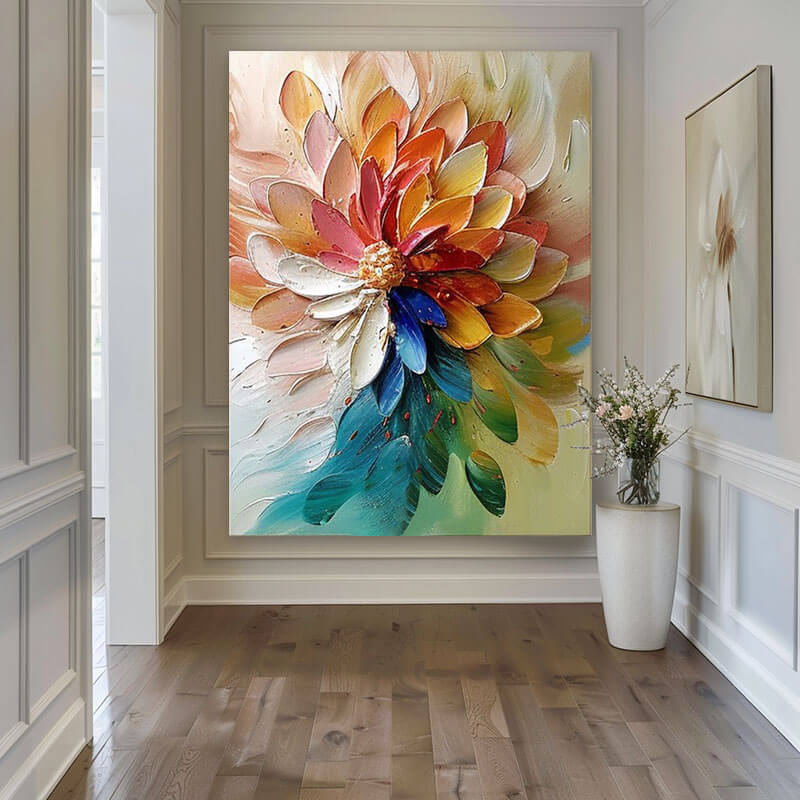 Floral Textured Abstract Art Painting - Blooming Flowers I - Hues Art Lab