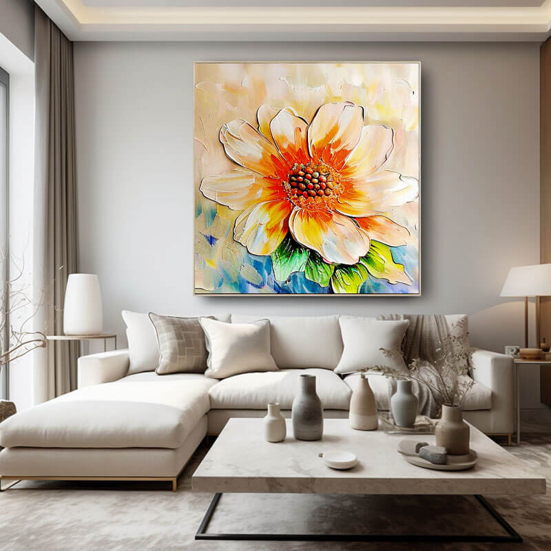 Floral Abstract Canvas Art - Blooming Flowers II - Hues Art Lab