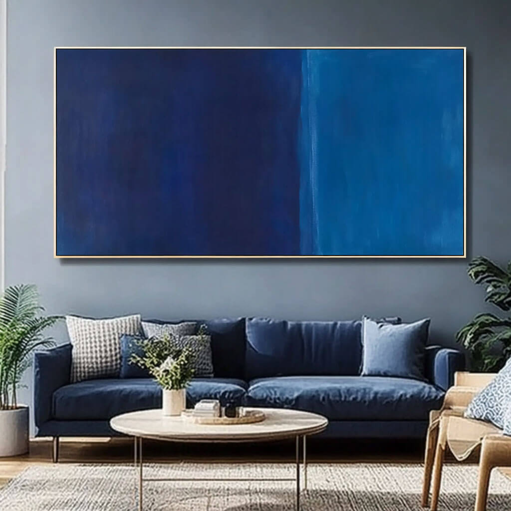 Modern Blue Gradient Artwork - Elegant Large Abstract Painting - Blue and Blue - Hues Art Lab