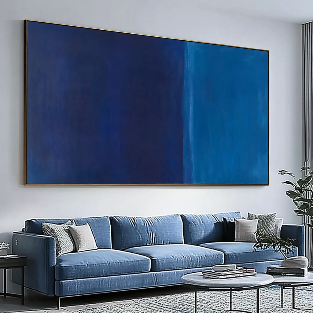 Modern Blue Gradient Artwork - Elegant Large Abstract Painting - Blue and Blue - Hues Art Lab