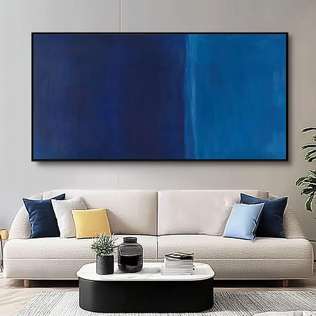 Modern Blue Gradient Artwork - Elegant Large Abstract Painting - Blue and Blue - Hues Art Lab