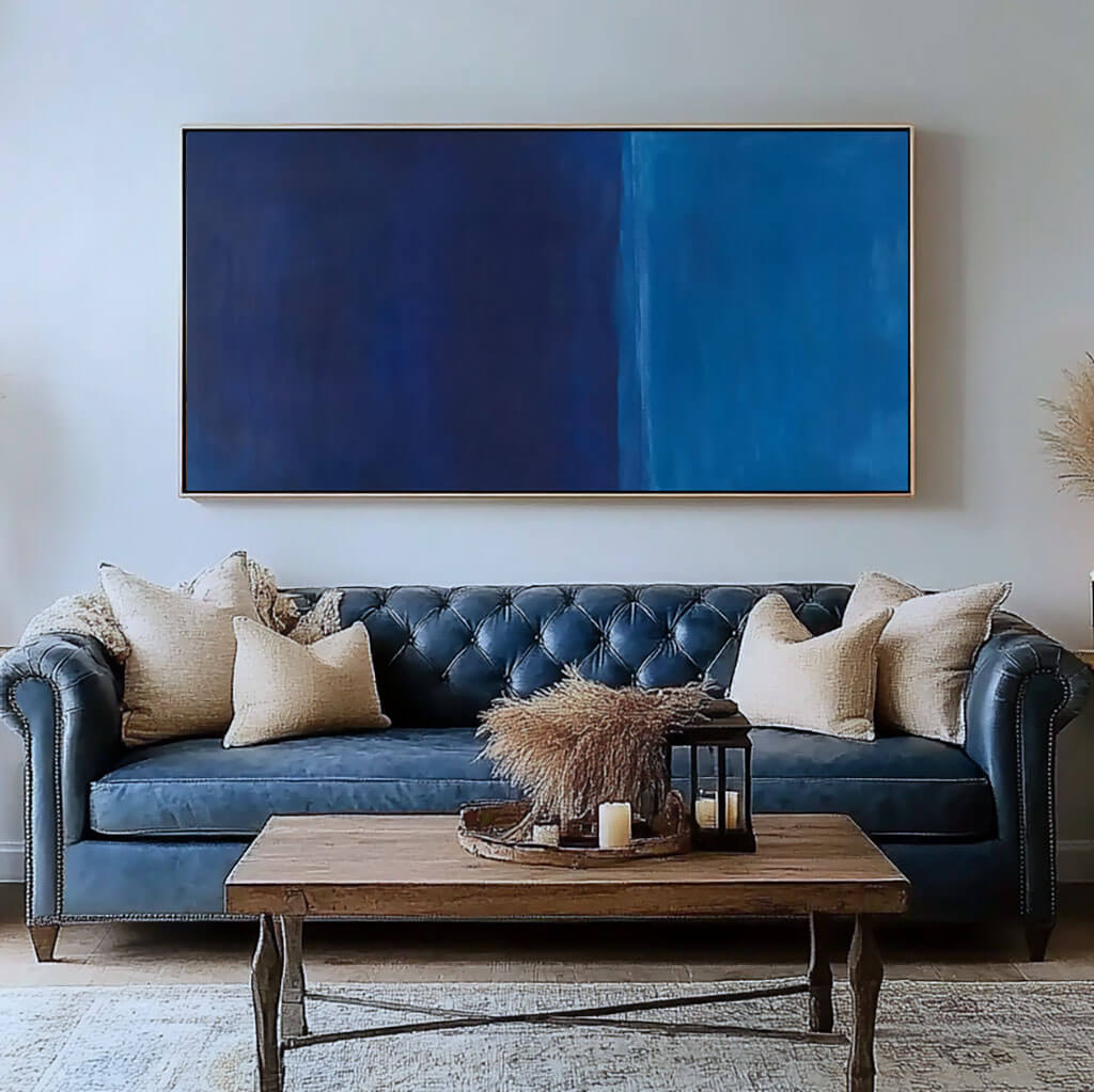 Modern Blue Gradient Artwork - Elegant Large Abstract Painting - Blue and Blue - Hues Art Lab