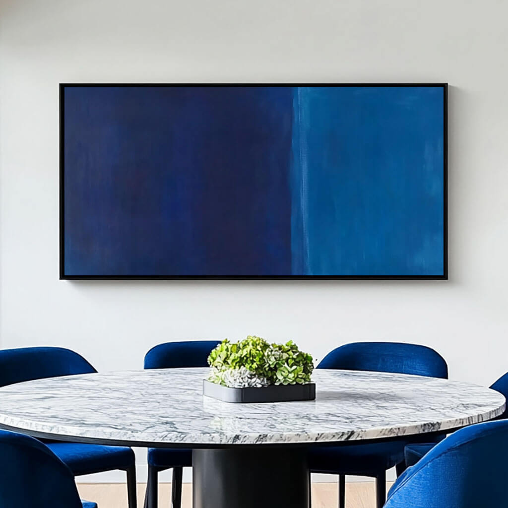 Modern Blue Gradient Artwork - Elegant Large Abstract Painting - Blue and Blue - Hues Art Lab