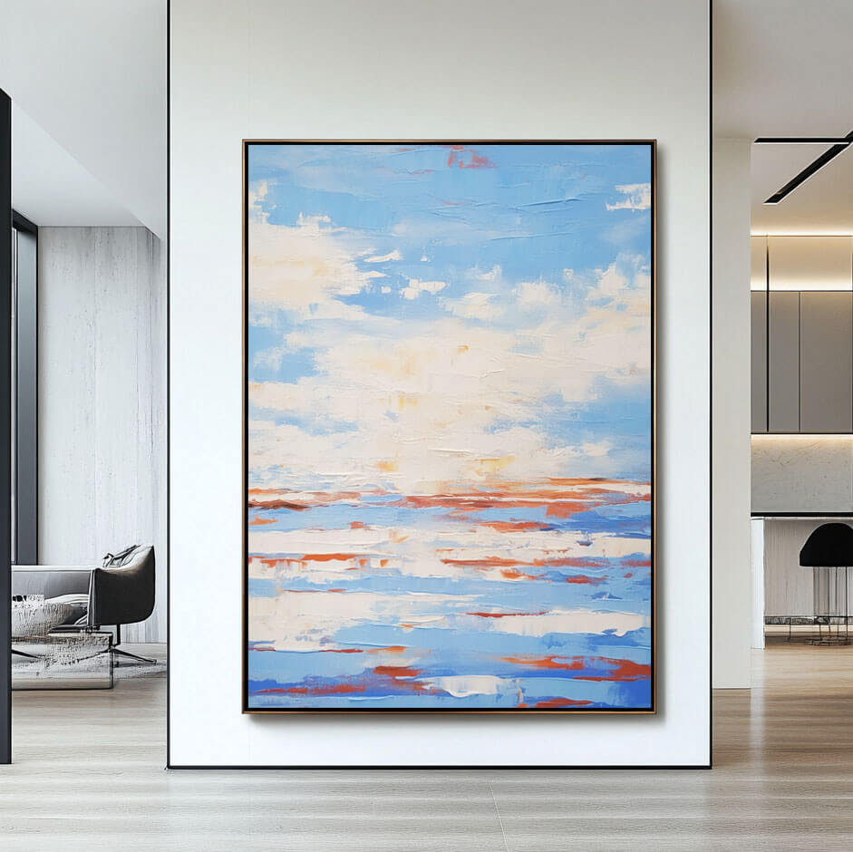 Vertical Modern Abstract Art - Blue Envisioning - Hues Art Lab