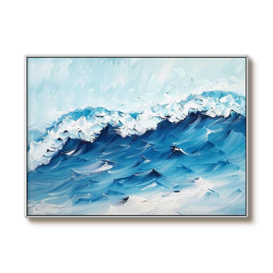 Large Original Textured Wall Art Painting - Blue Ocean - Hues Art Lab