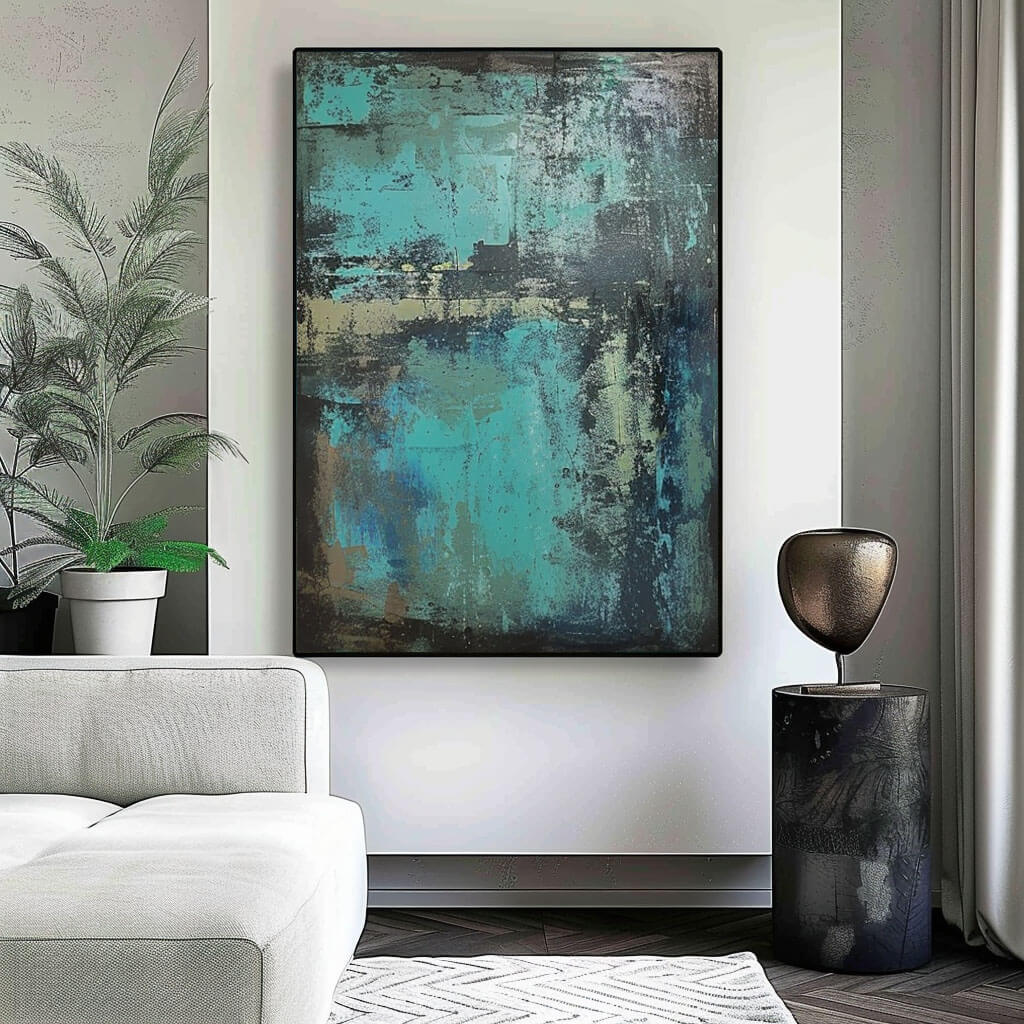 Original Wabi Sabi Abstract Art - Blue Reverie - Hues Art Lab