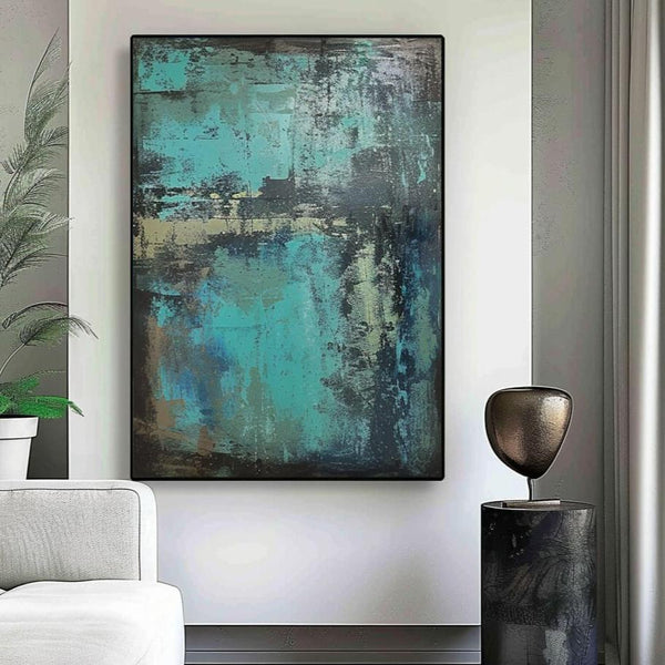 Original Wabi Sabi Abstract Art - Blue Reverie - Hues Art Lab