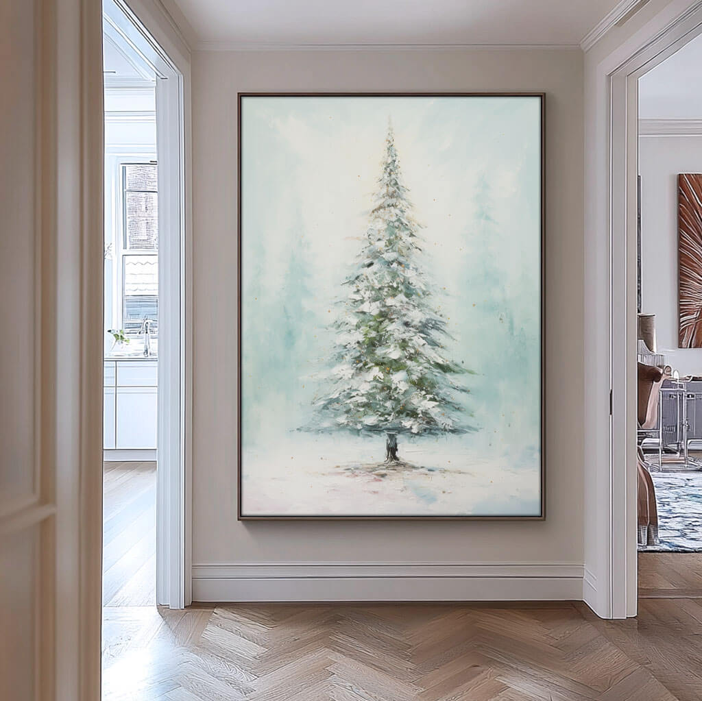 Green Wall Art Painting - Blue Spruce - Hues Art Lab