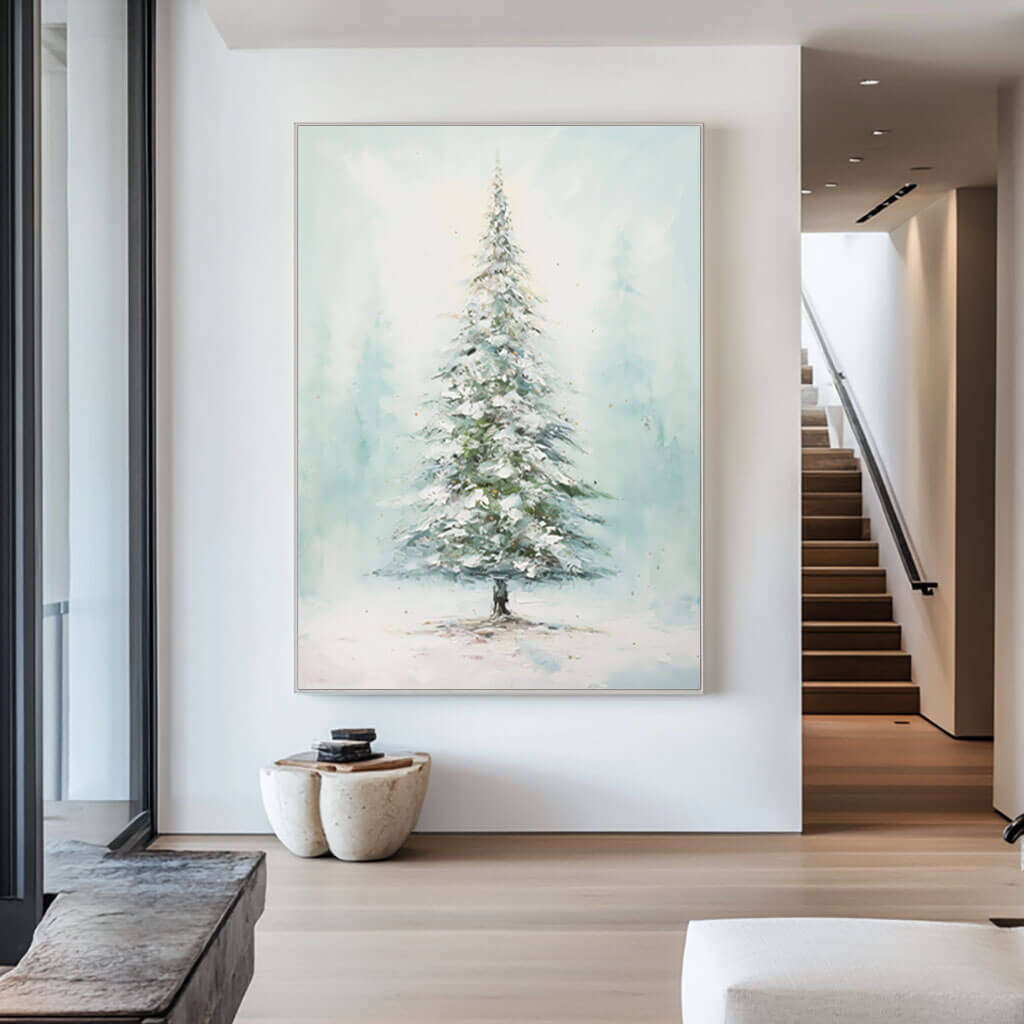 Green Wall Art Painting - Blue Spruce - Hues Art Lab