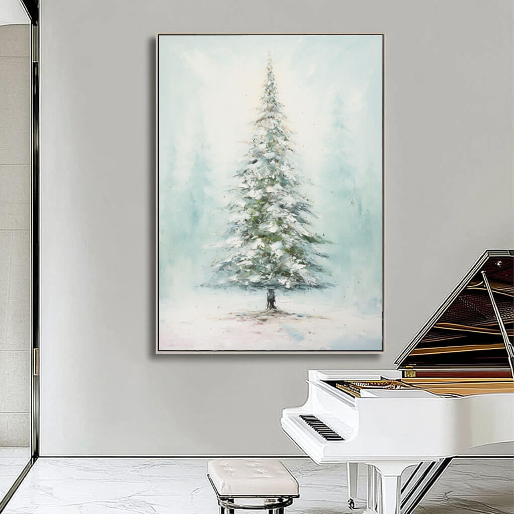 Green Wall Art Painting - Blue Spruce - Hues Art Lab