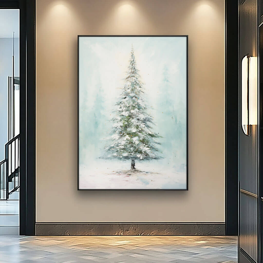 Green Wall Art Painting - Blue Spruce - Hues Art Lab