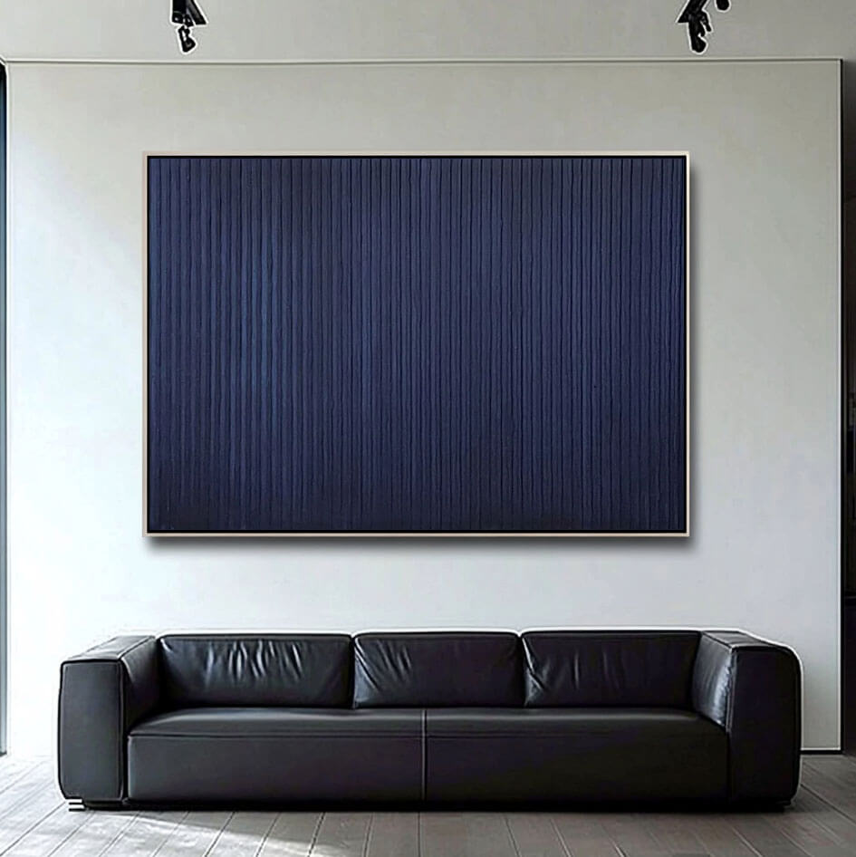 Monochrome Blue Textured Artwork - Contemporary Minimal Canvas - Blue Zone - Hues Art Lab