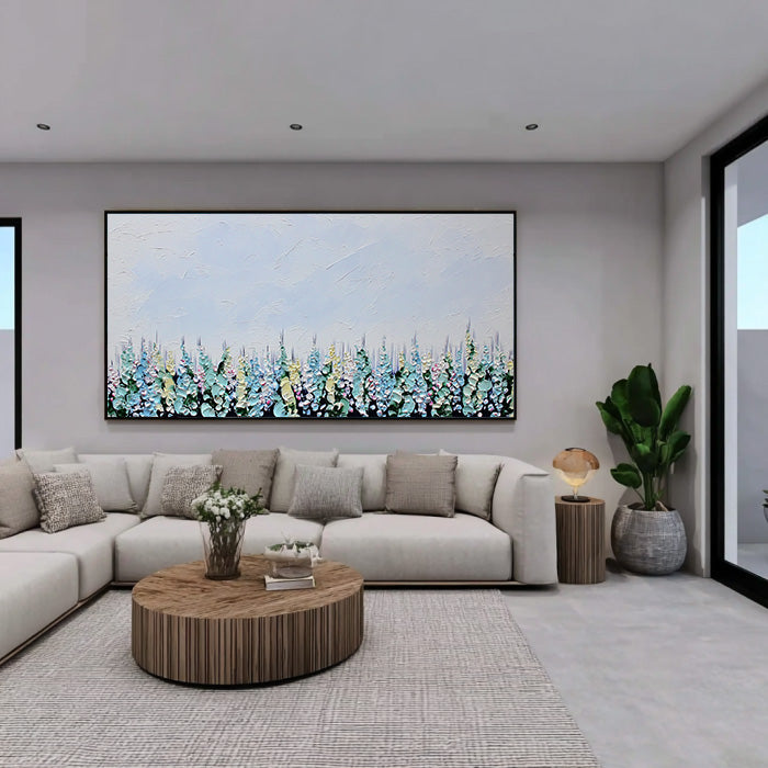 Boundary Line of the Flower Sea framed floral field canvas print in a modern room