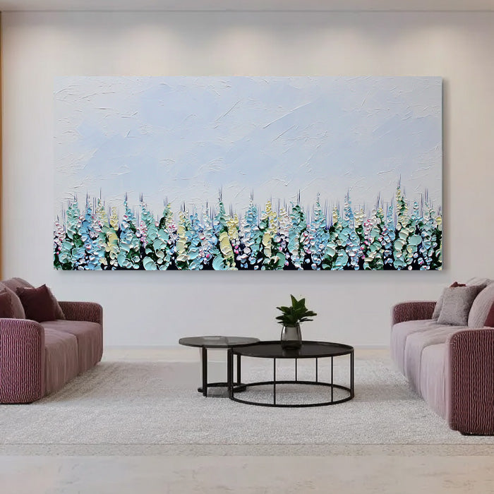 Boundary Line of the Flower Sea modern oil painting with abstract meadow horizon
