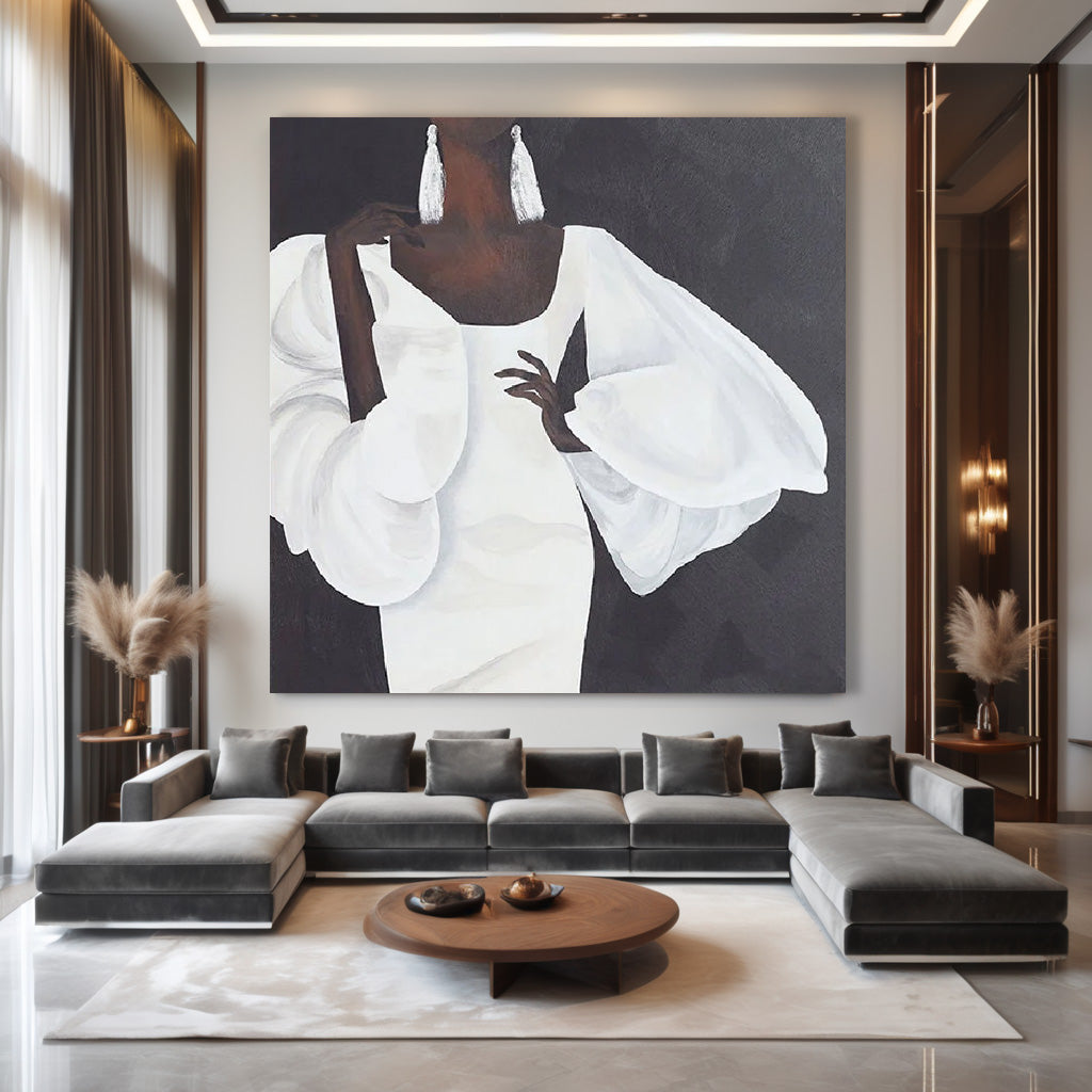 Bride in the Evening black and white minimalist abstract wall art by Hues Art Lab