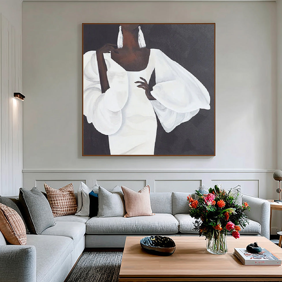 Bride in the Evening modern painting with abstract bride silhouette