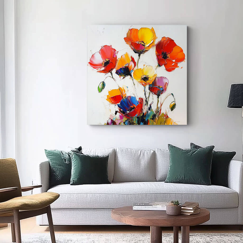 Modern Textured Flowers Art Painting - Bright and Bold Florals - Hues Art Lab