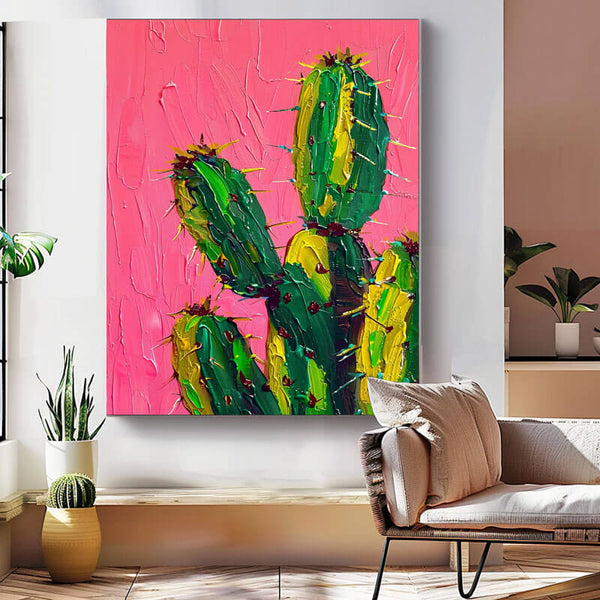 Original Textured Abstract Wall Art - Cactus I - Hues Art Lab