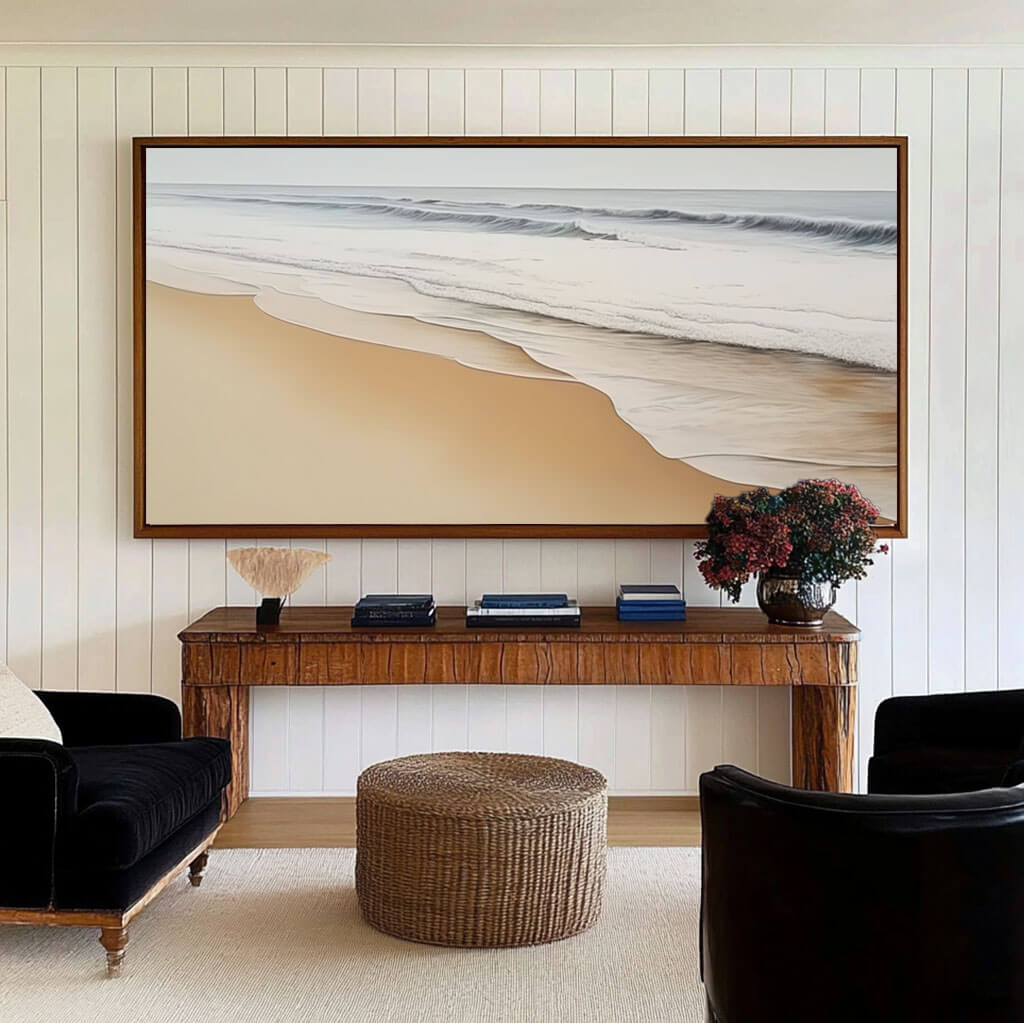 Serene Beach Canvas Art | Tranquil Coastal Wall Decor for Modern Homes - Calm Beach - Hues Art Lab