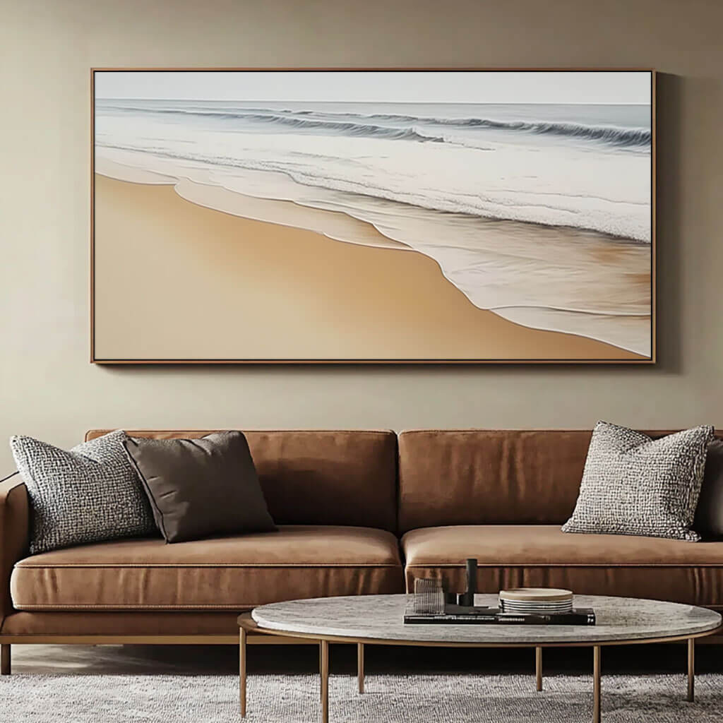 Serene Beach Canvas Art | Tranquil Coastal Wall Decor for Modern Homes - Calm Beach - Hues Art Lab