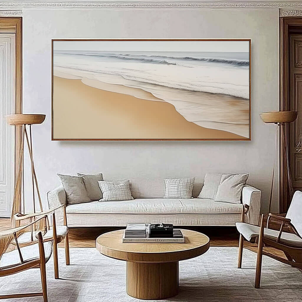 Serene Beach Canvas Art | Tranquil Coastal Wall Decor for Modern Homes - Calm Beach - Hues Art Lab