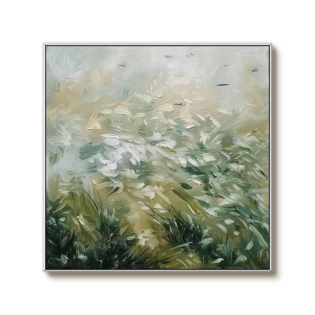 Green Abstract Wall Art Painting - Catching The Wind - Hues Art Lab