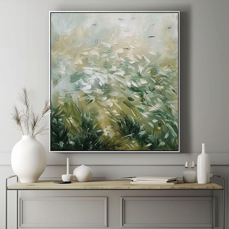 Green Abstract Wall Art Painting - Catching The Wind - Hues Art Lab