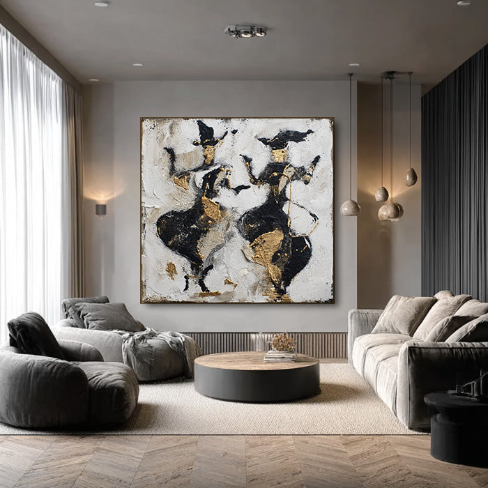 Celebration Ritual large black gold wall art for dramatic decor