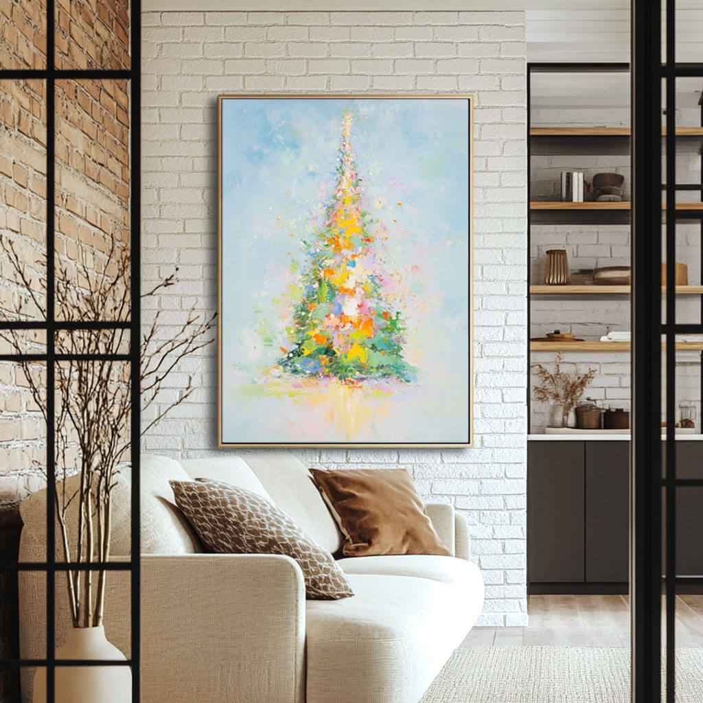 Colorful Abstract Art Painting - Christmas Glow - Hues Art Lab