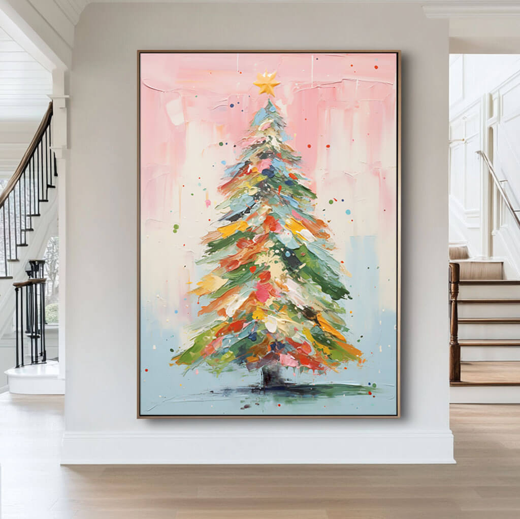 Colorful Abstract Art Painting - Christmas Tree I - Hues Art Lab