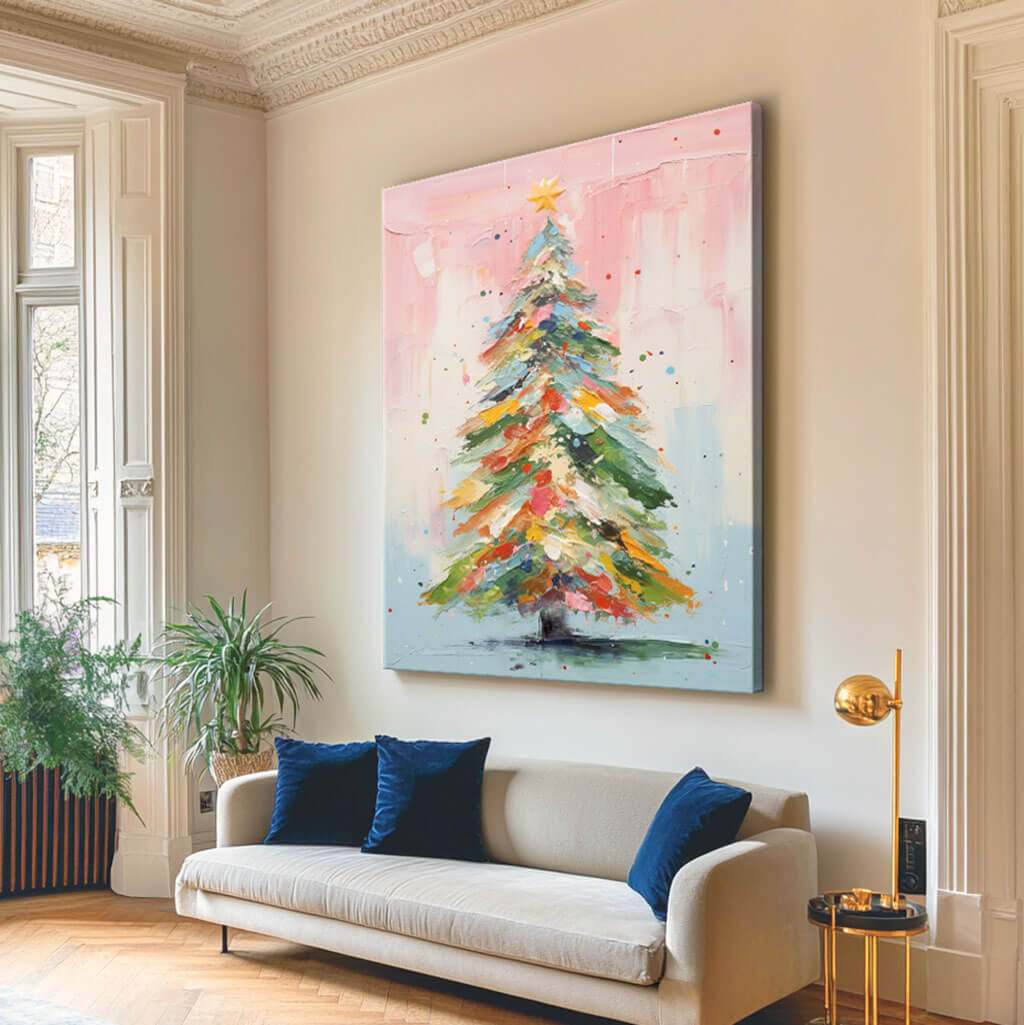 Colorful Abstract Art Painting - Christmas Tree I - Hues Art Lab