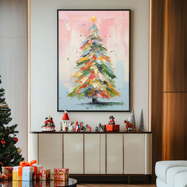 Colorful Abstract Art Painting - Christmas Tree I - Hues Art Lab