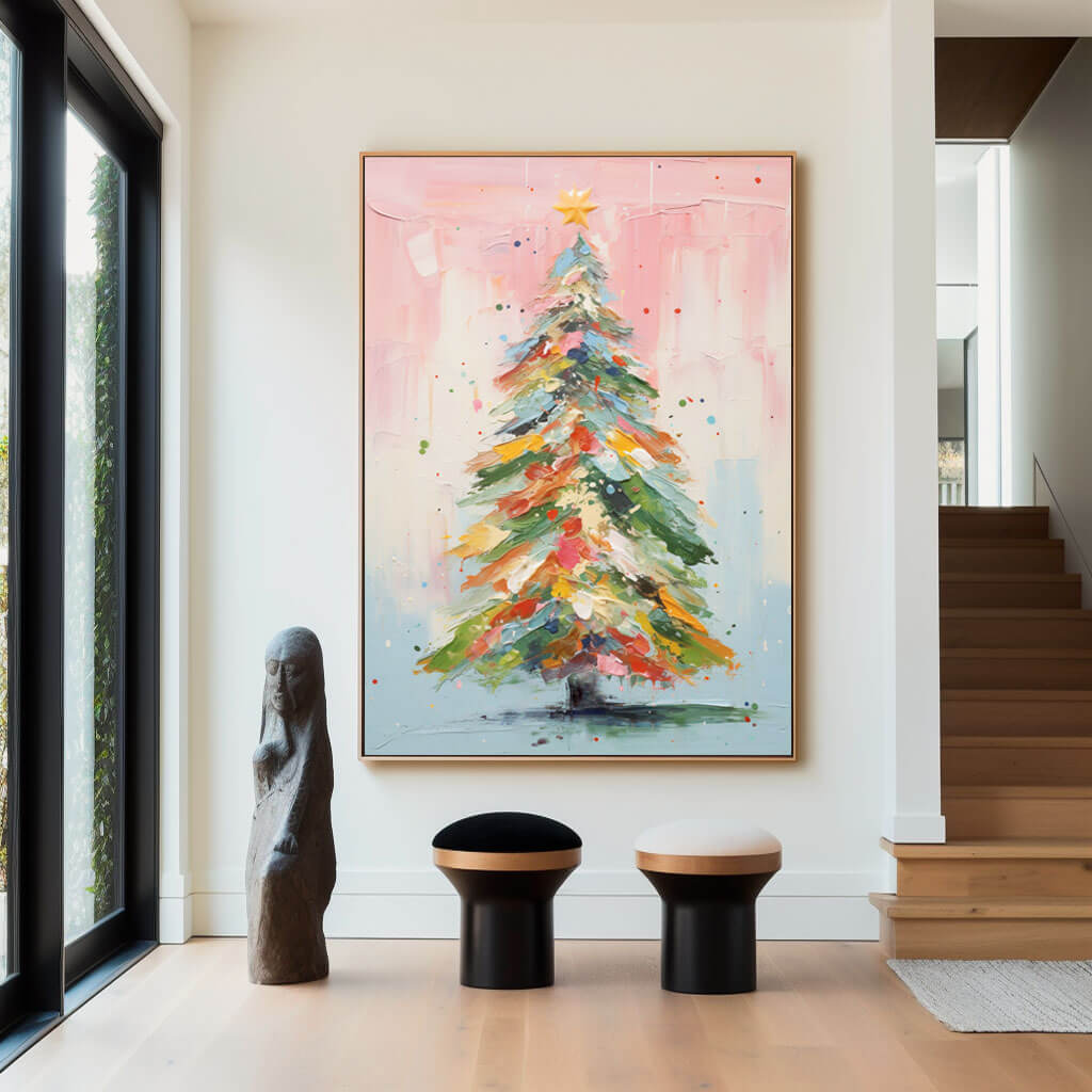 Colorful Abstract Art Painting - Christmas Tree I - Hues Art Lab