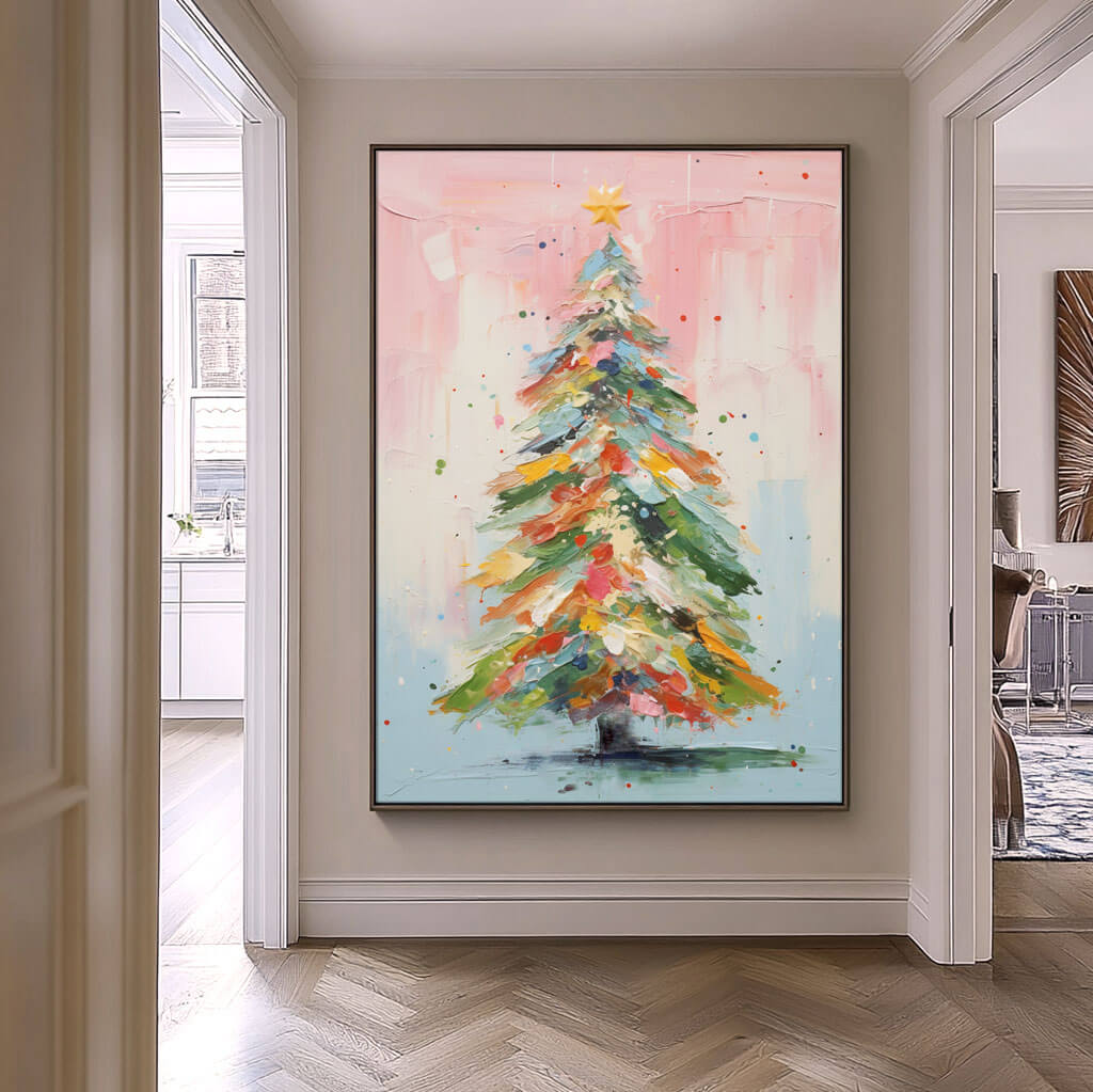 Colorful Abstract Art Painting - Christmas Tree I - Hues Art Lab