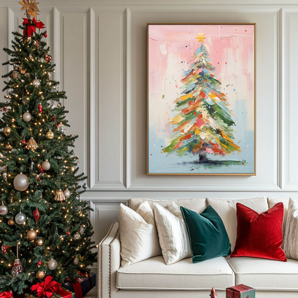 Colorful Abstract Art Painting - Christmas Tree I - Hues Art Lab