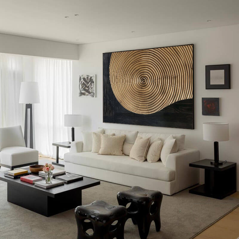 Minimalist Abstract Wall Art Painting - Circular Echoes - Hues Art Lab