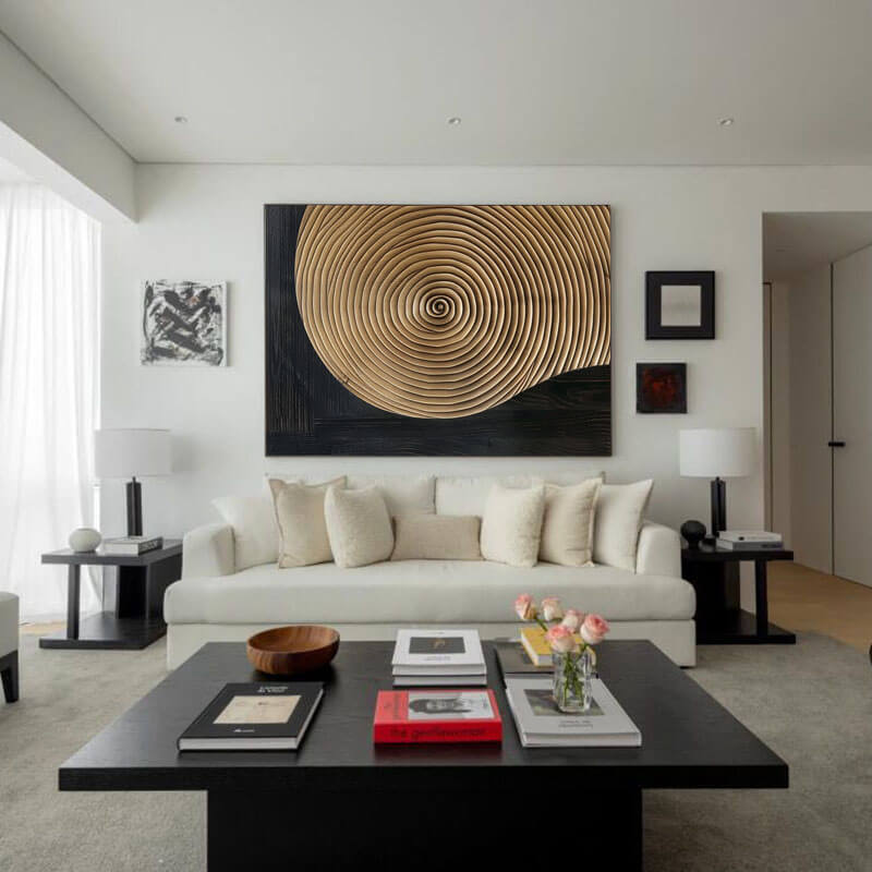 Minimalist Abstract Wall Art Painting - Circular Echoes - Hues Art Lab