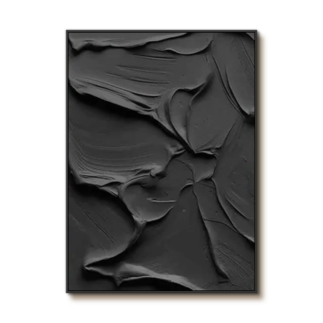 Black Textured Abstract Wall Art - Coalescence - Hues Art Lab