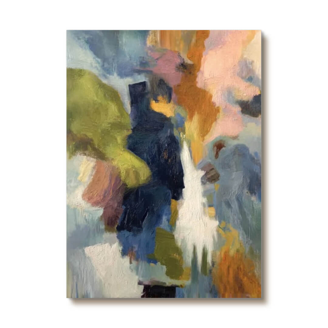 Colorful lyrical abstract wall art with geometric brushwork - Color Symphonic I - Hues Art Lab