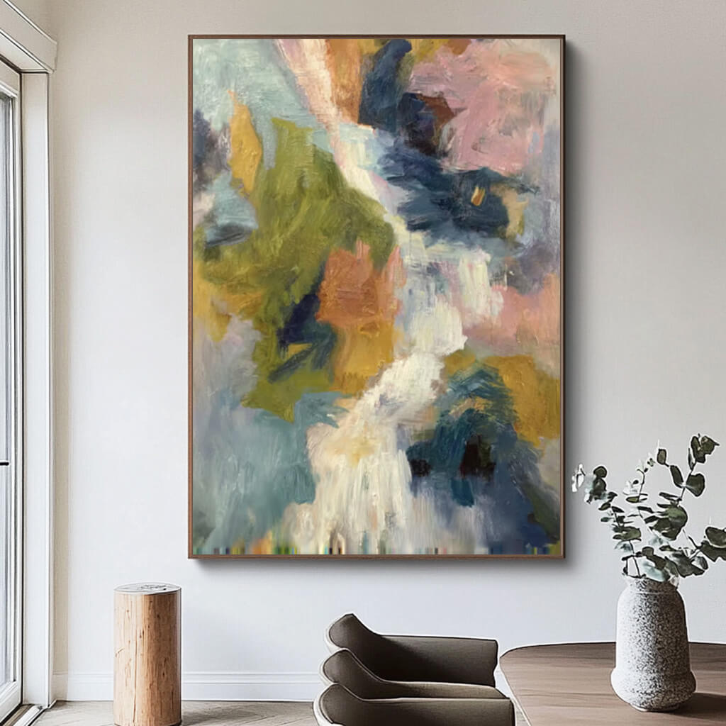 Colorful lyrical abstract wall art with vibrant geometric shapes - Color Symphonic II - Hues Art Lab