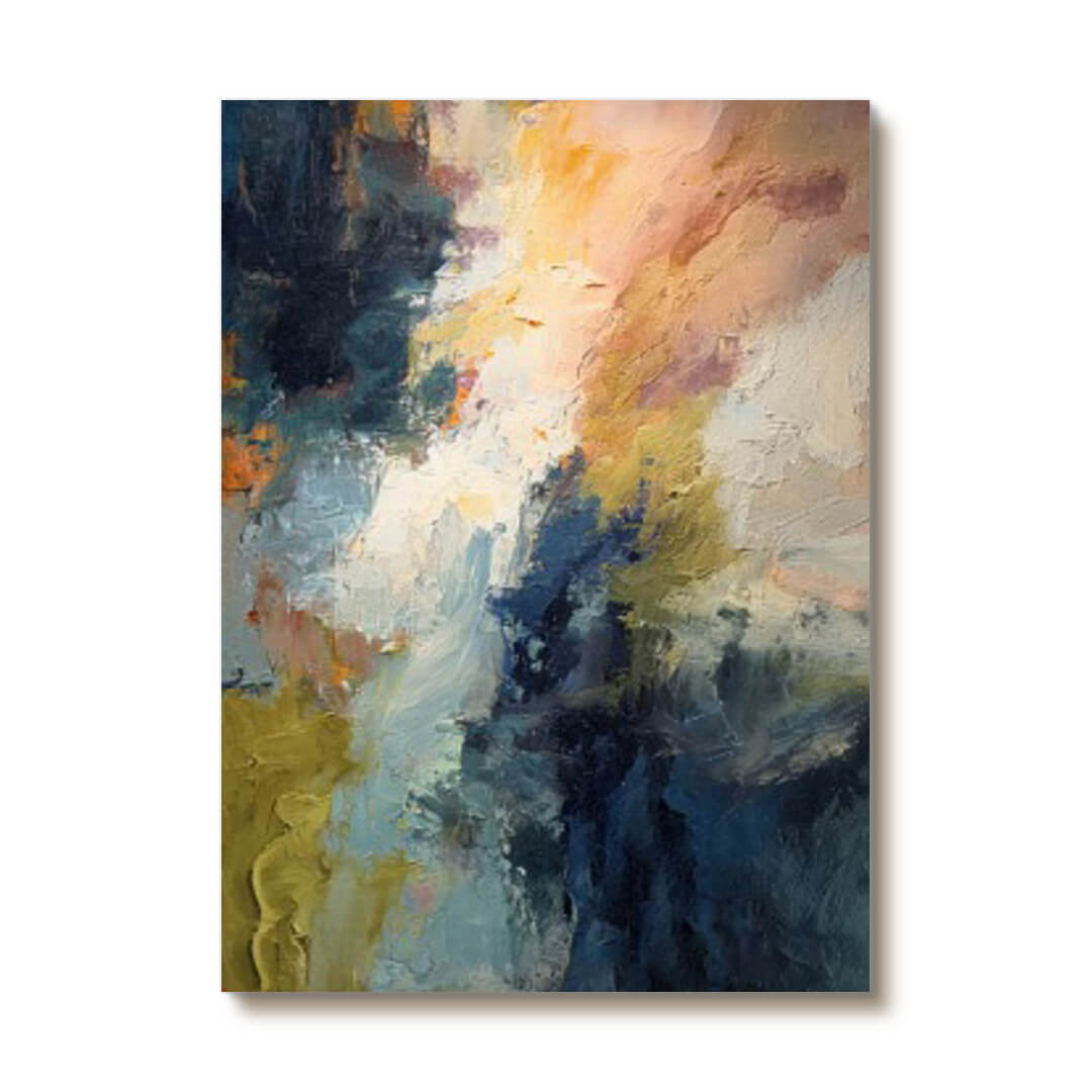 Colorful lyrical abstract wall art with blue green and gold accents - Color Symphonic III - Hues Art Lab