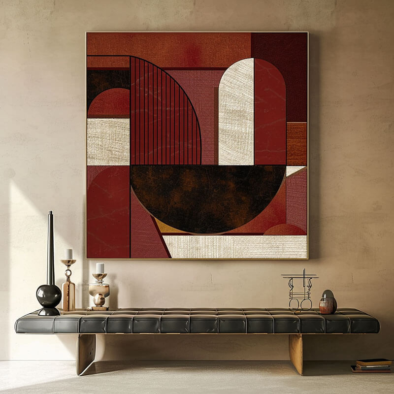 Original Abstract Art Painting - Composition I with Red and Black - Hues Art Lab