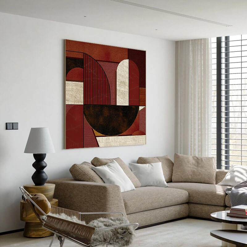 Original Abstract Art Painting - Composition I with Red and Black - Hues Art Lab