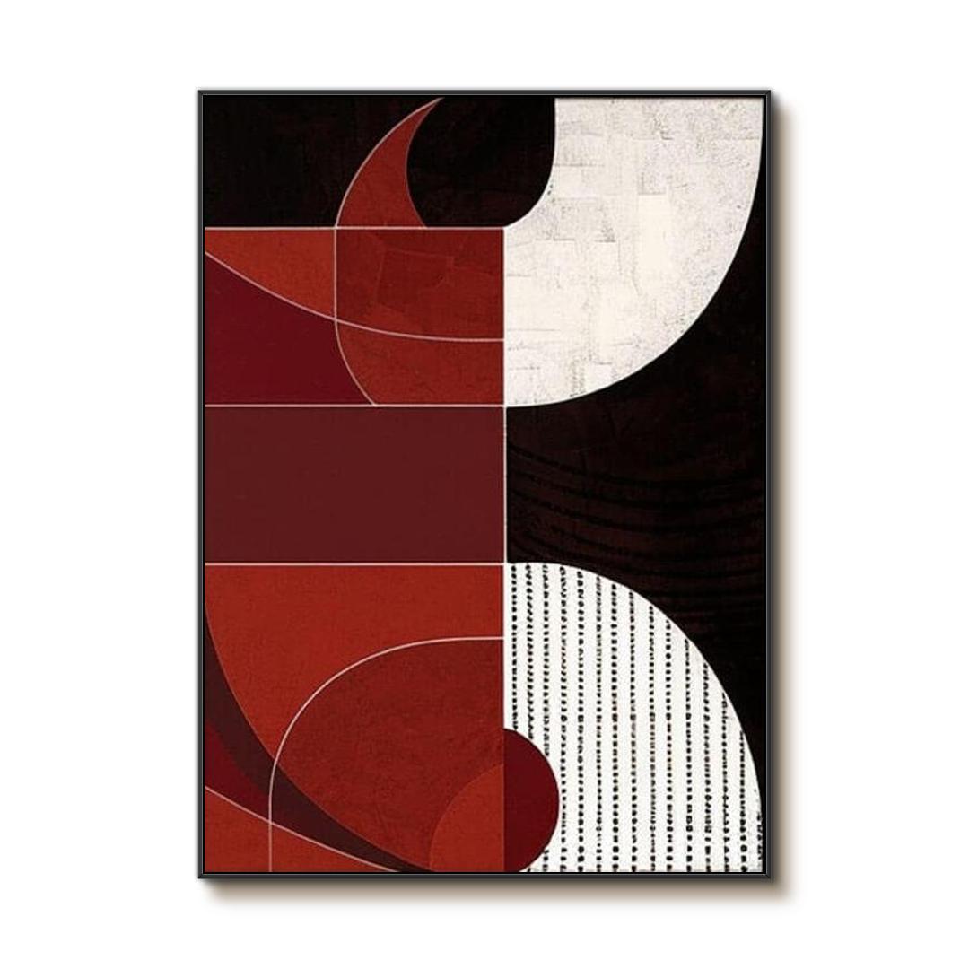 Original Abstract Canvas Art Painting - Composition I with Red and Black - Hues Art Lab