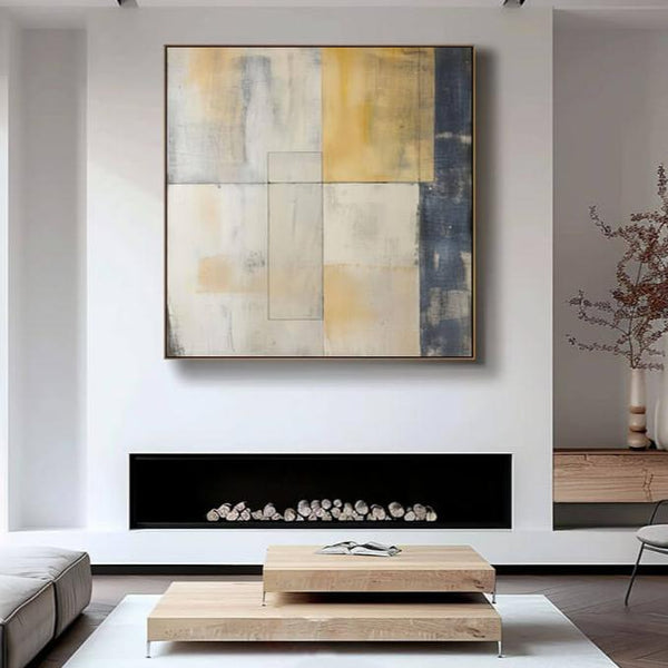 Yellow Wabi Sabi Minimalist Painting on Canvas - Composition III - Hues Art Lab